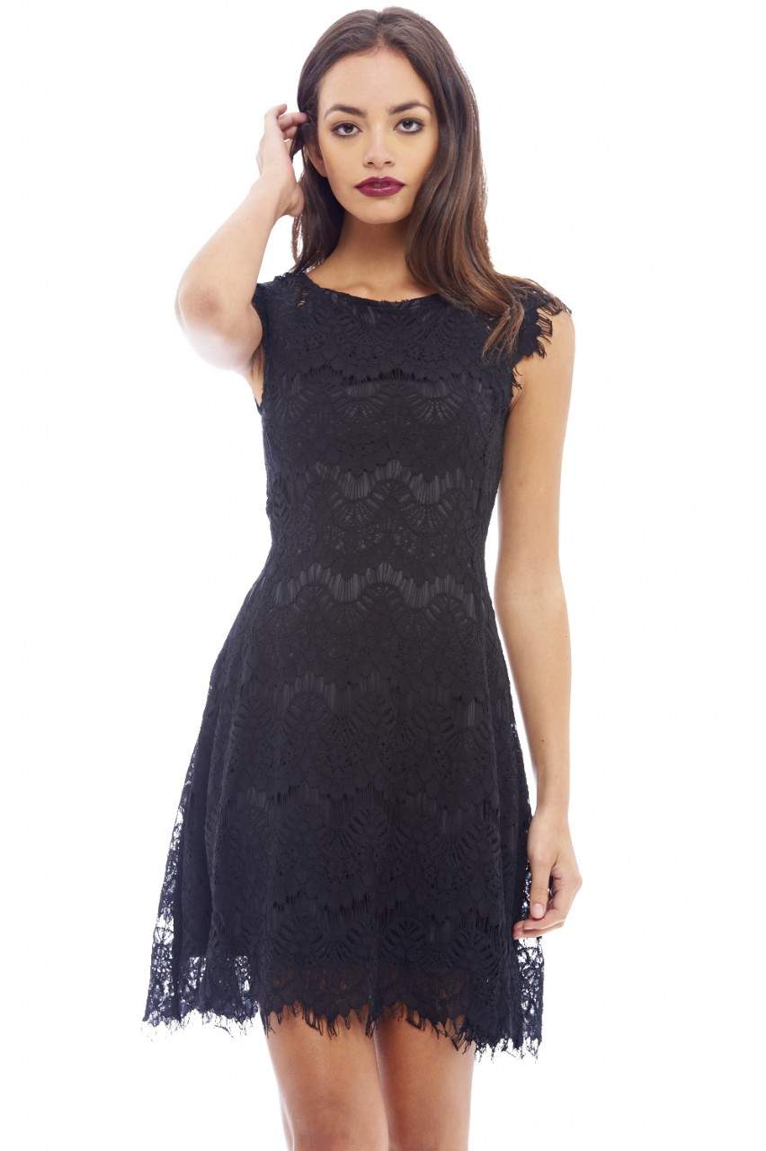 Capped Sleeve Crocheted Lace Dress - Swimclubus