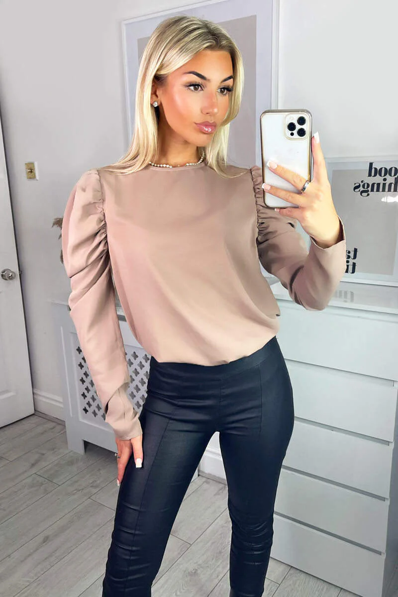 Stone Puff Sleeve Blouse - Swimclubus