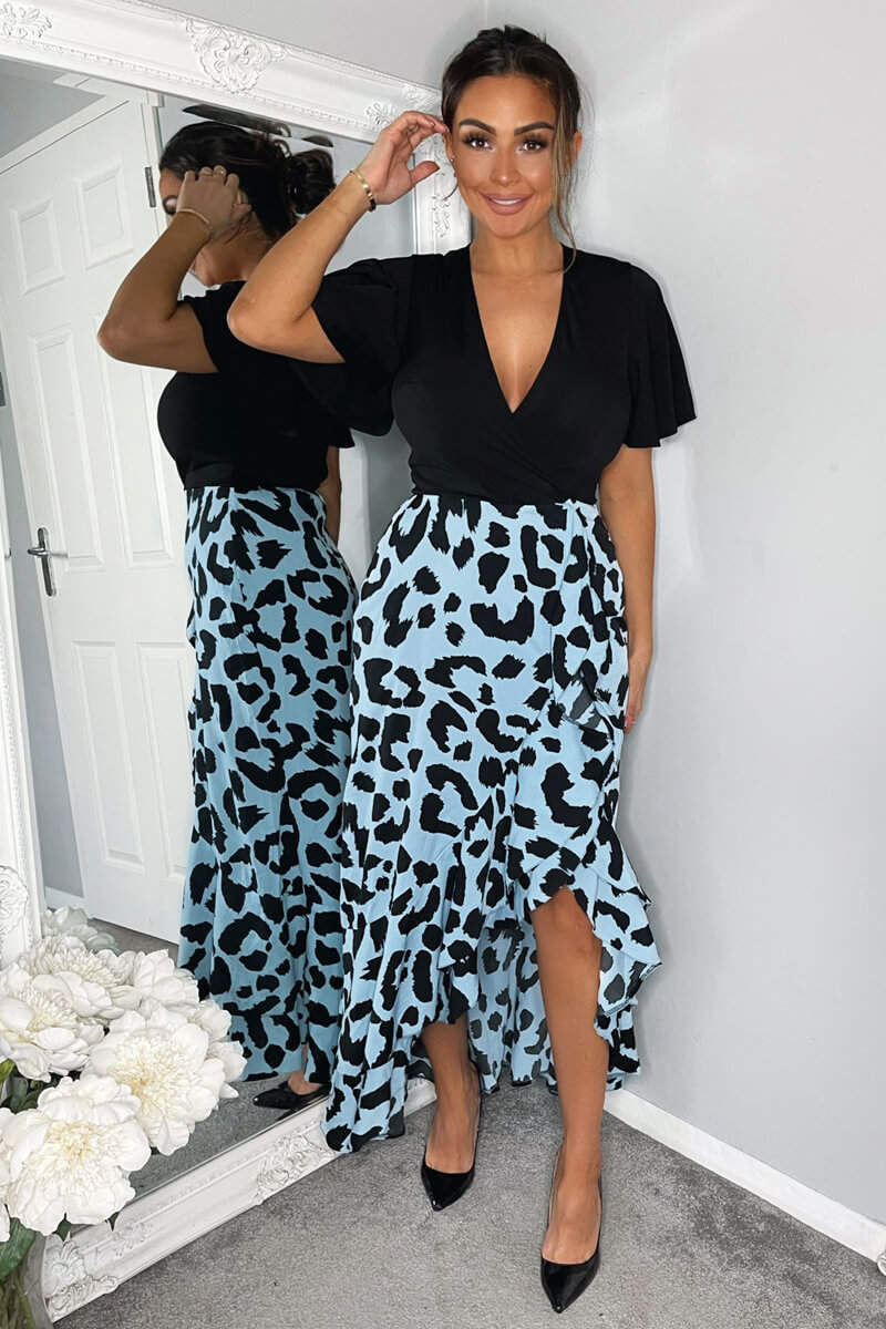 Blue Animal Printed 2 in 1 Midi Dress - Swimclubus