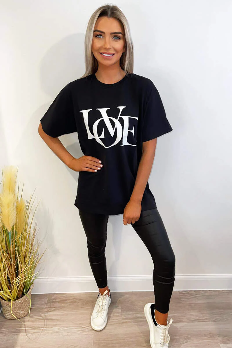 Black Love Oversized Tee - Swimclubus