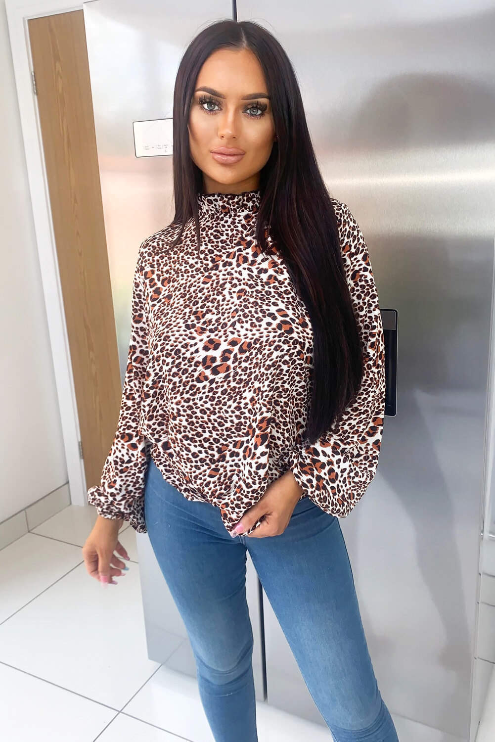 Multi Printed Ruffle High Neck Top - Swimclubus