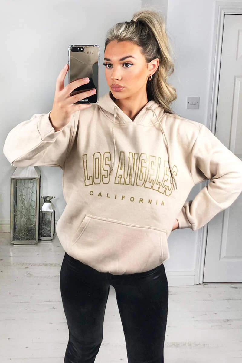 Stone LA Gold Printed Hoodie - Swimclubus