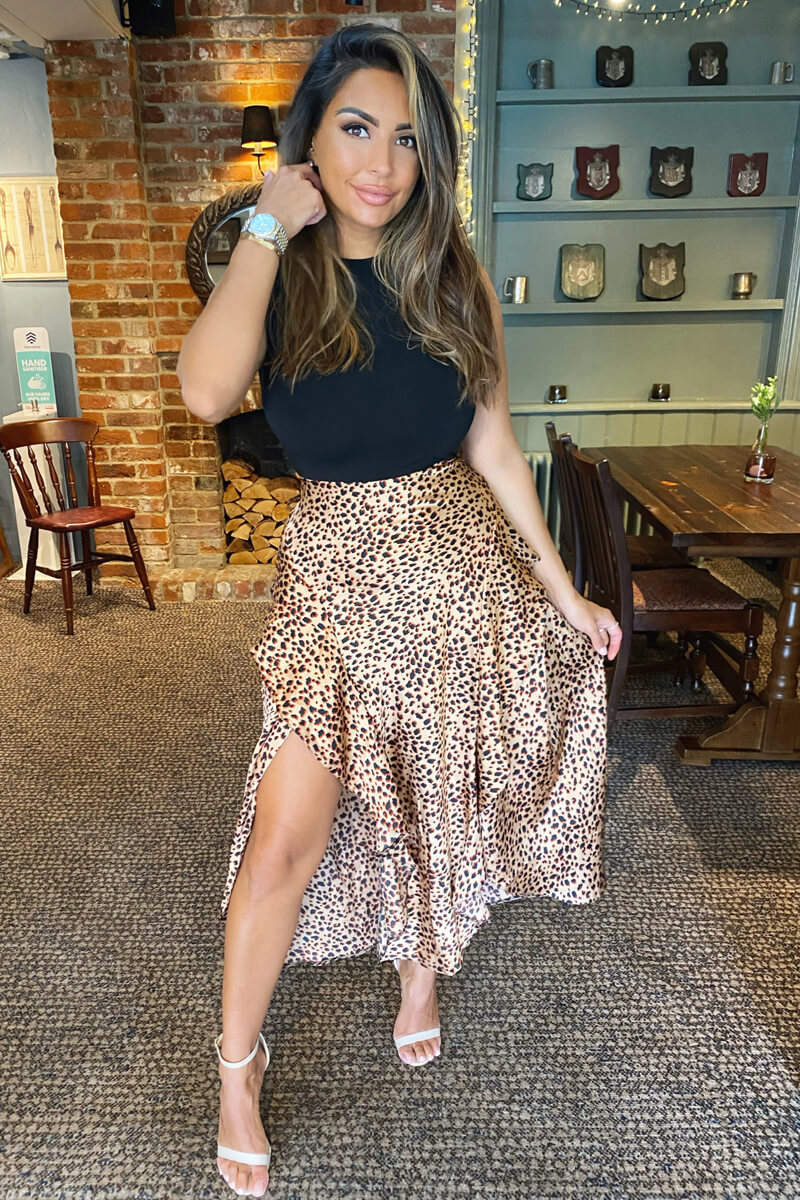 Black 2 in 1 Animal Print Midi Dress - Swimclubus