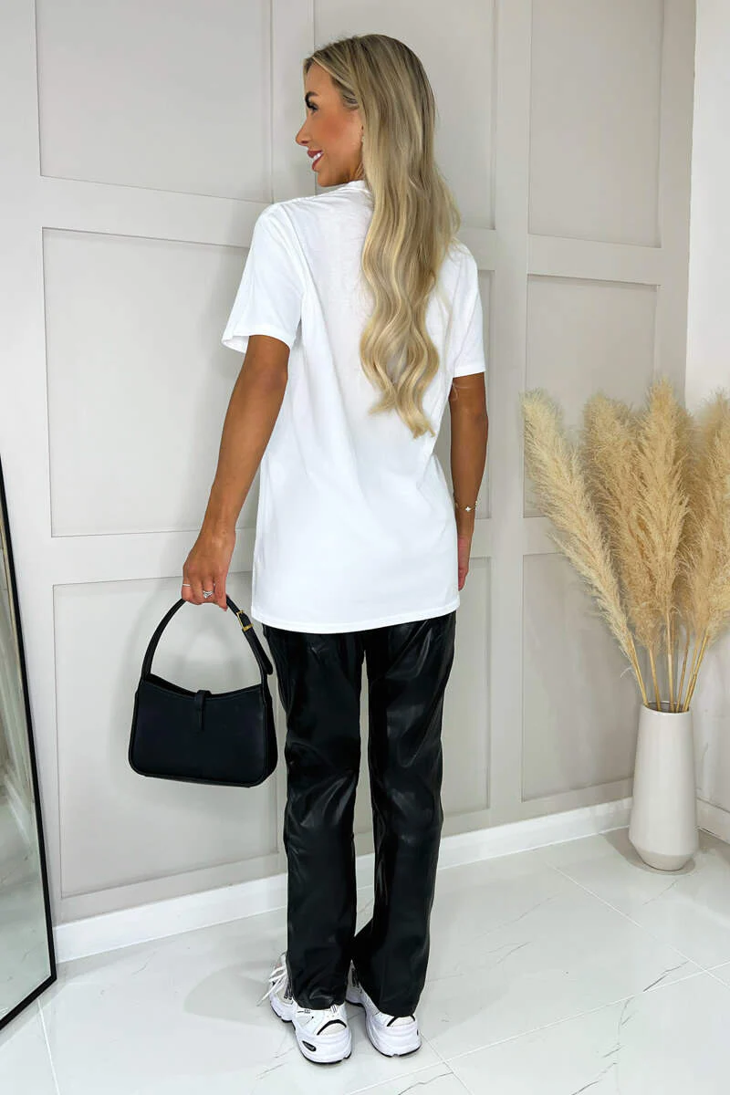 White Glitter Strawberry Print T-Shirt - Swimclubus