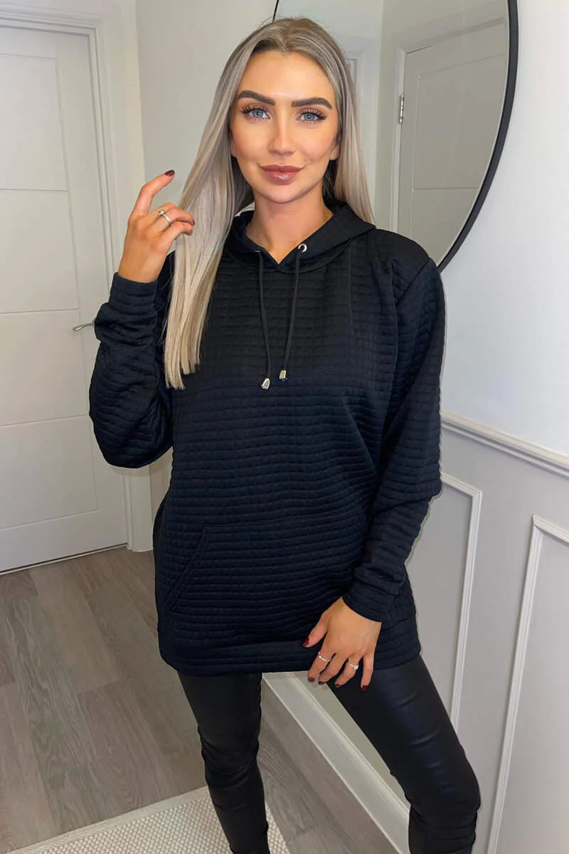 Black Quilted Hoodie - Swimclubus