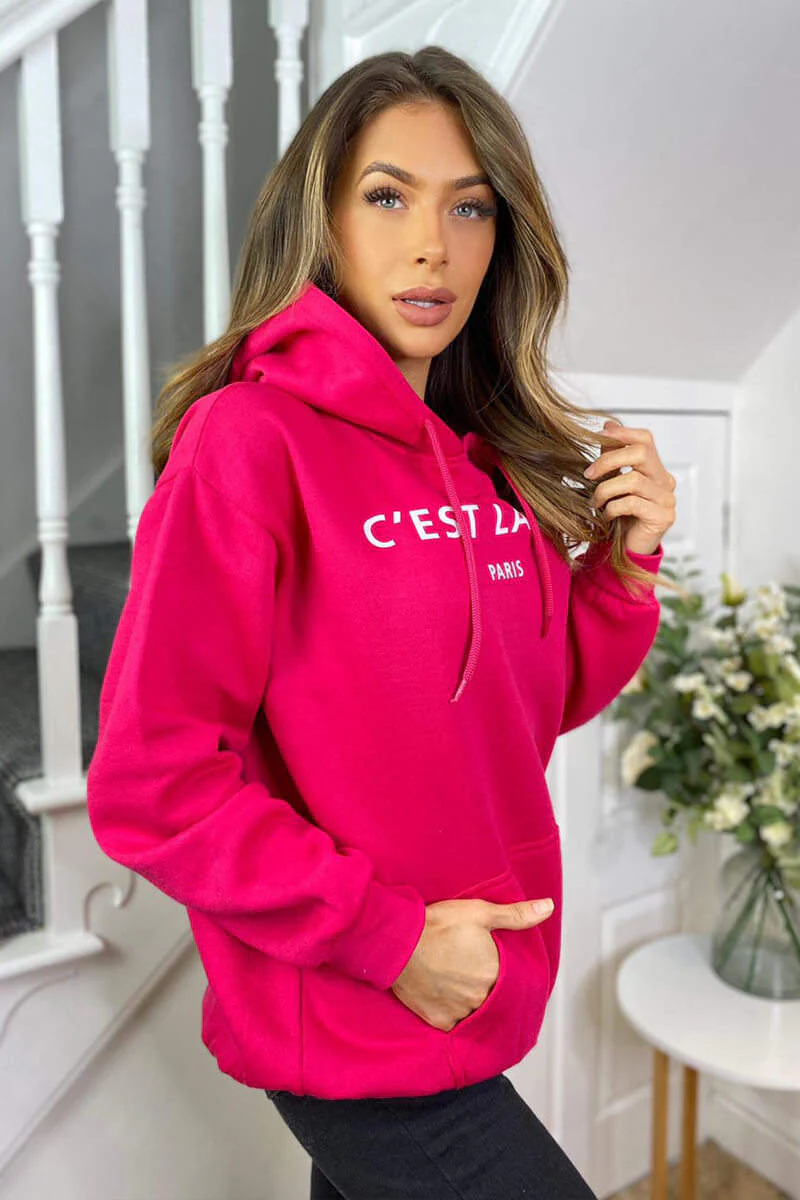 Cerise Cest La Vie Oversized Hoodie - Swimclubus