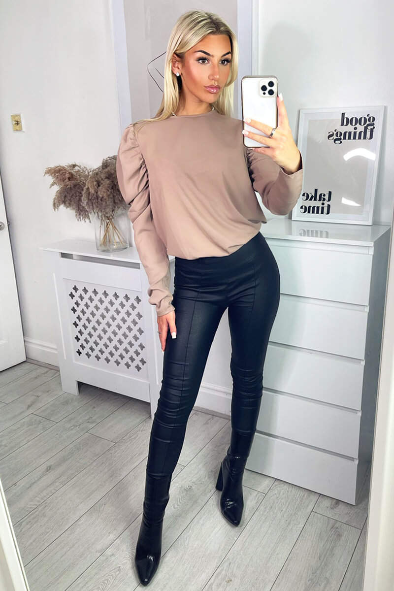 Stone Puff Sleeve Blouse - Swimclubus