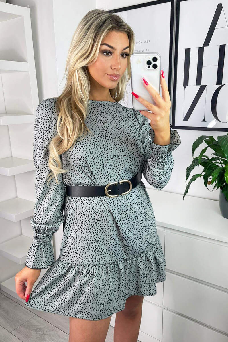 Duck Egg Spotted Frill Shift Dress - Swimclubus