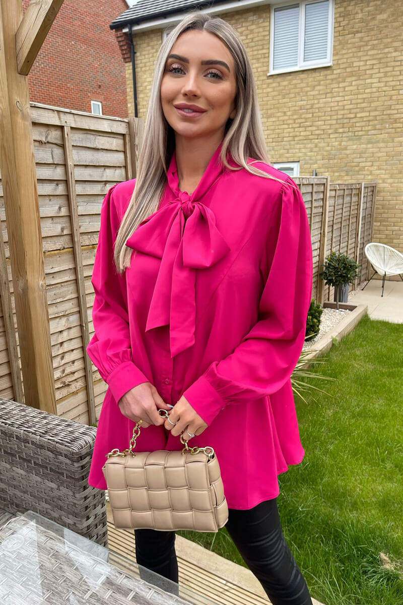 Pink Tie Neck Shirt - Swimclubus